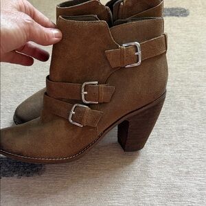 Dolce Vita Brown Suede Buckled Ankle Boots